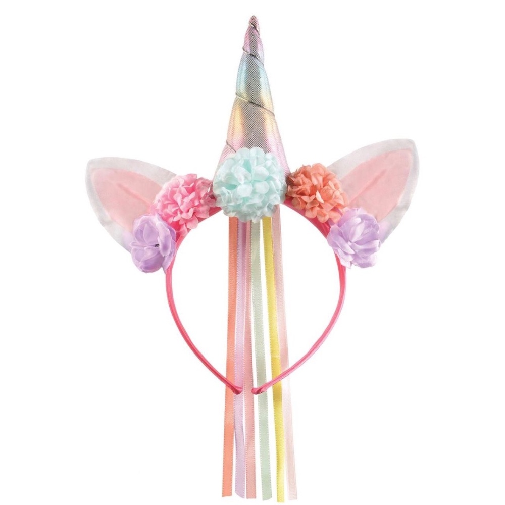 NEW Enchanted Unicorn Headband With Flowers And Ribbons